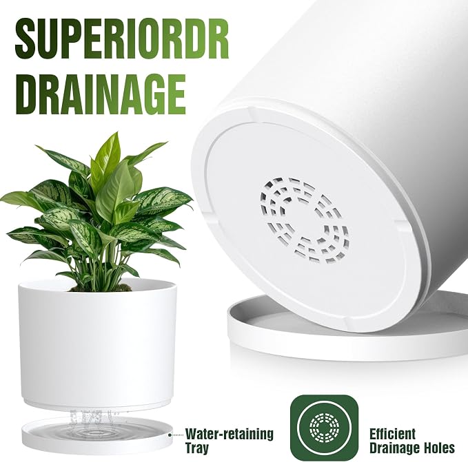 10/9/8 Inch Plant Pots 3 Pack, - Image 4