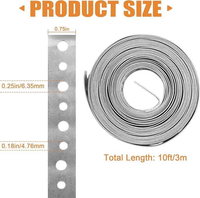 1Pack Gavanized Metal Pipe Strap 3/4-Inch x 10-Feet 28-Gauge Pipe Strapping - Image 2