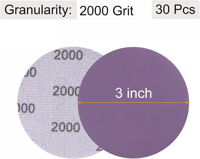 uxcell 30Pcs 3-Inch Purple Sanding Discs 2000 Grits Hook and Loop Professional - Image 2
