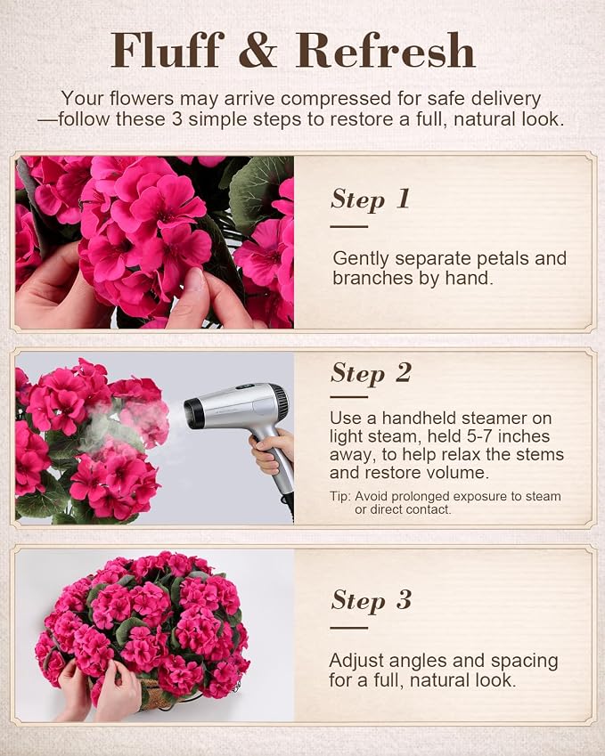 Artificial Flowers for Outdoors – 6 Bundles of UV-Resistant Artificial Geraniums - Image 8
