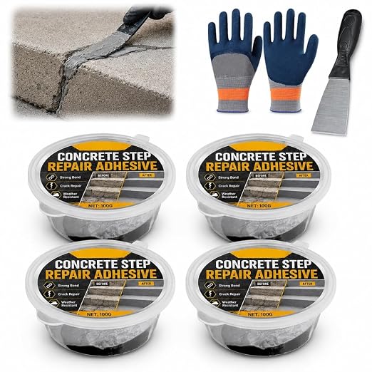 Concrete Step Repair Adhesive Filler Crack Cracks Cement Patch Wall Hole | by Unknown