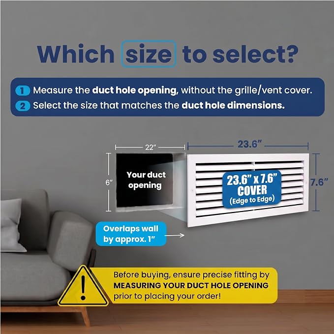 22x6 Aluminum Wall Ceiling Air Return Vent Cover HVAC Rustproof Grille - Image 2