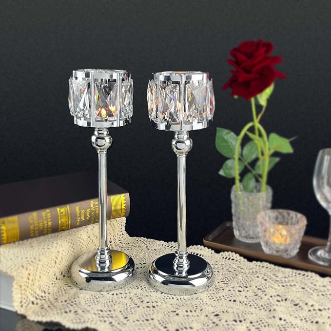 2 Pcs Crystal Bowl Tealight Candelabra Votive Candle Stand, Wedding centerpieces - Image 5