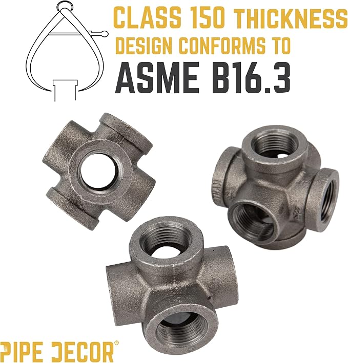PIPE DECOR 6-Way Fitting, 3/4 Inch, Shelving and Standard 3/4 Inch Plumbing Pipe - Image 5