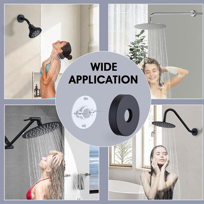 Matte Black Shower Arm Flange, Metal Shower Arm Stabilizer Bracket and Flange - Image 5