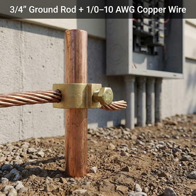 QWORK Copper Ground Rod Clamp 3/4" Diameter – Connects 1/0–10 AWG Wire - Image 3