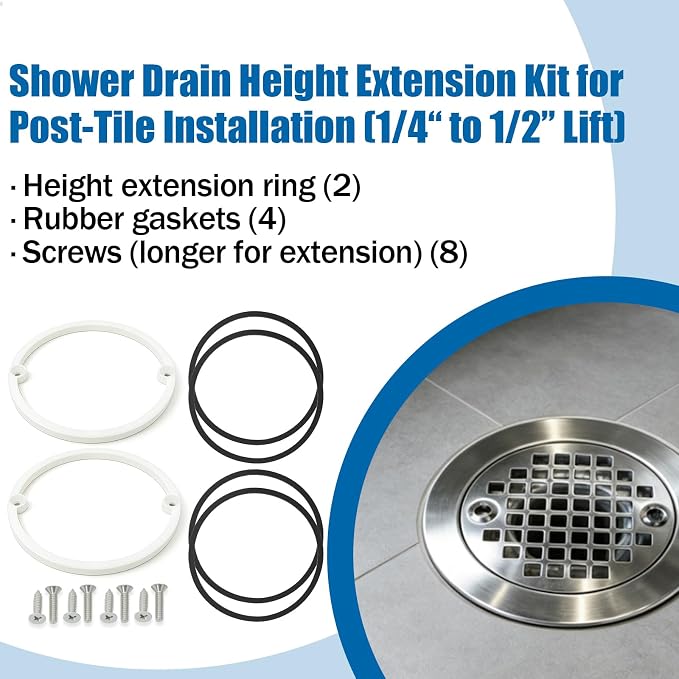 4-3/8" Shower Drain Height Extension Kit, Shower Drain Extension Raise Low - Image 6