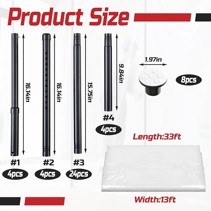 Geelin 10 ft Dust Barrier Pole Kit 4 Pack - Image 3