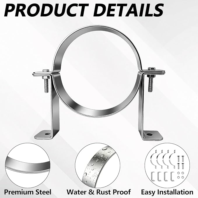 2 Pcs 5.8 Inch B Vent Wall Strap Round Gas Vent Pipe Strap, B Vent Wall Bracket - Image 3