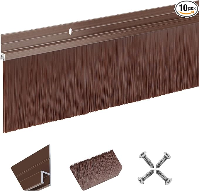 10 Pack Door Brush Sweep | 2.80" x 39.3" CEPIA Brown Aluminum Seal Kit by DoorBrushSweep