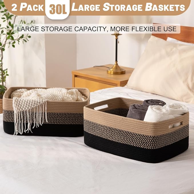 OIASKET Large Storage Basket for Organizing, Woven Rope Basket for Shelves - Image 4