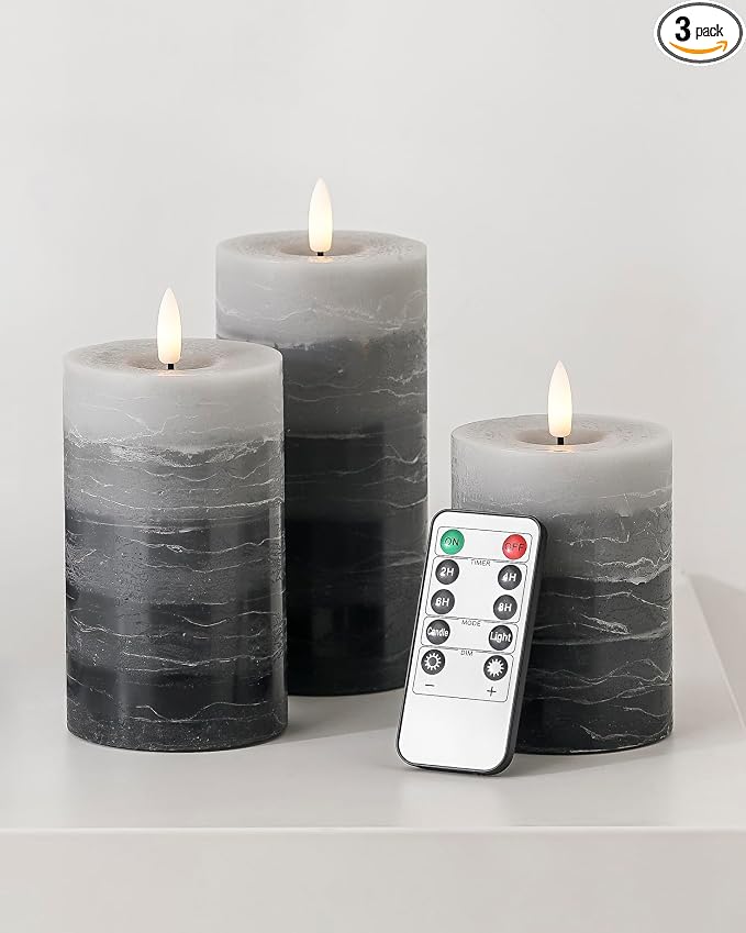 Stmarry Distressed Gradient Gray Flameless Candles by Stmarry