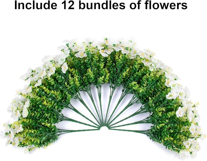 Artificial Flowers for Outdoors Fake Plants Outside Decoration, 12 Bundles Silk - Image 5