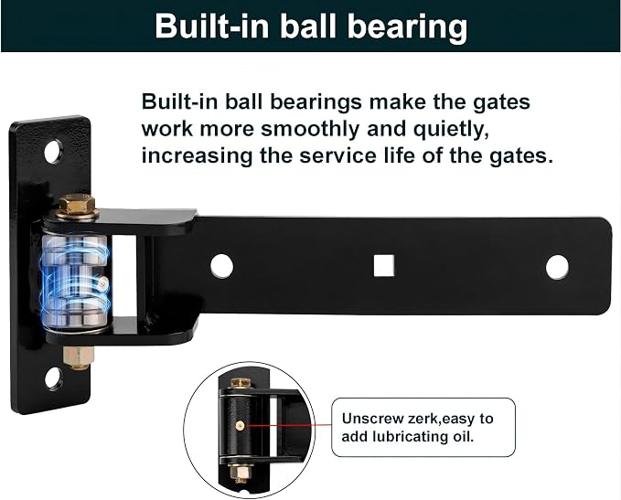 13" Heavy Duty Gate Hinges, 900 Lbs Capacity, 180° or 90° Smooth Open | - Image 3