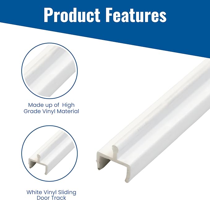 KC Hardware Vinyl Sliding Screen Door Track, 96 Inch, Sliding Door Bottom Track - Image 2