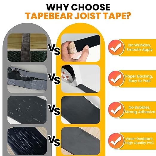 TAPEBEAR Deck Joist Tape 6Inch x 50Ft Flashing Tape Joint Tape - Image 3