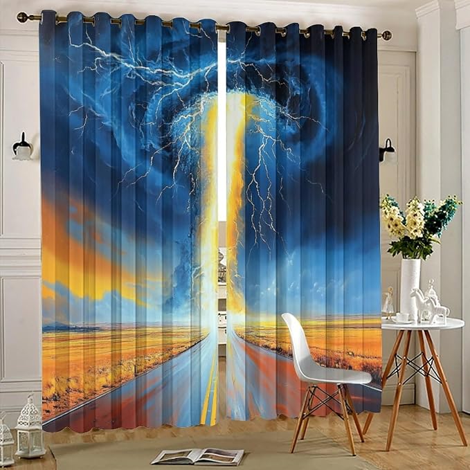 Gothic Tornado Clouds Road Blackout Curtains - Image 5