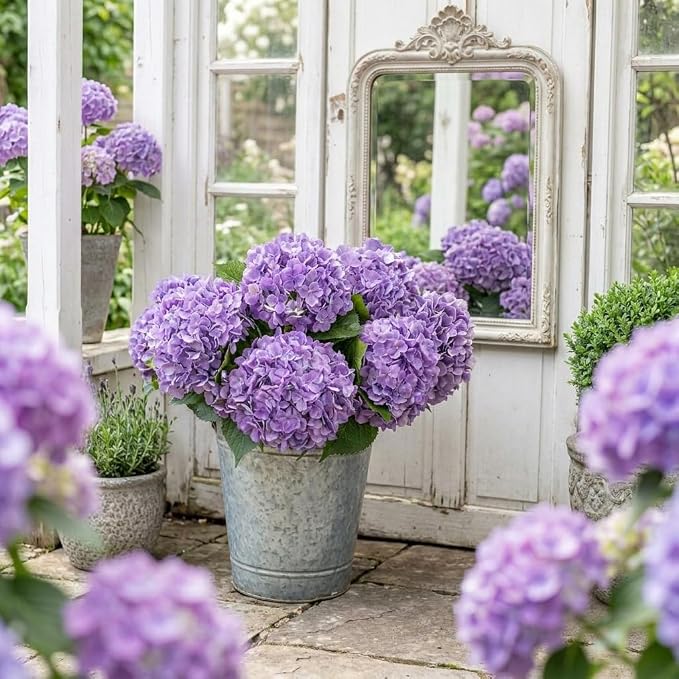 Hydrangea Artificial Flowers, 21in Real Touch Artificial Hydrangea Flowers - Image 3