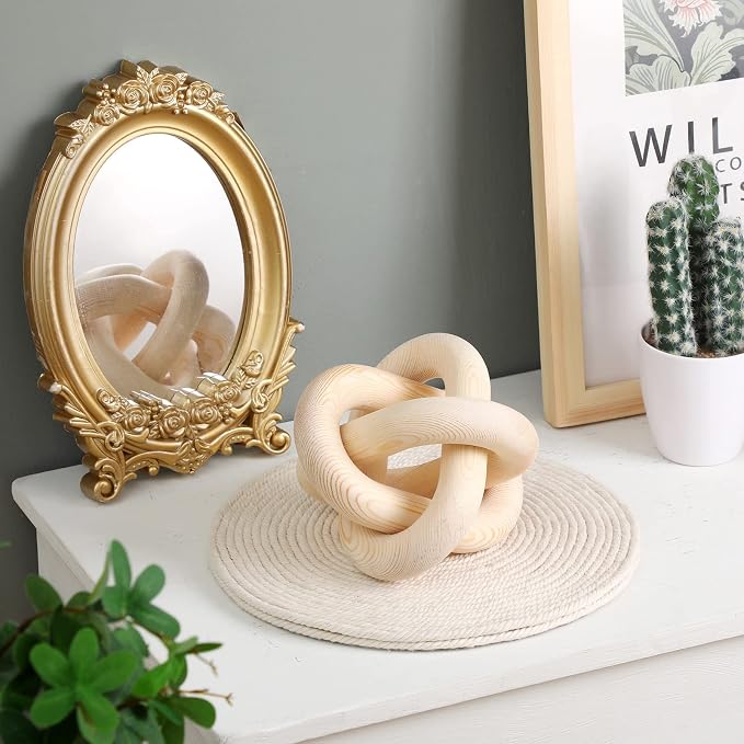 Yalikop 3 Link Wood Knot Decor Rustic Table Shelf Home Decor Accents - Image 5