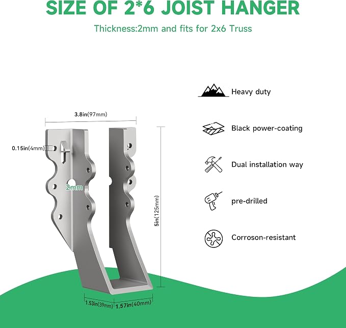 Heavy Duty 2X6 Joist Hanger 14 Gauge LU26 Galvanizing Face Mount Joist Hangers - Image 7