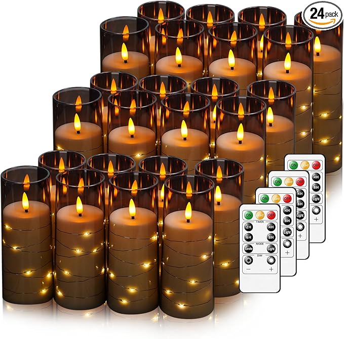 Nimiko Flickering Flameless LED Candles, Battery Operated Candles 24 Pcs by Nimiko