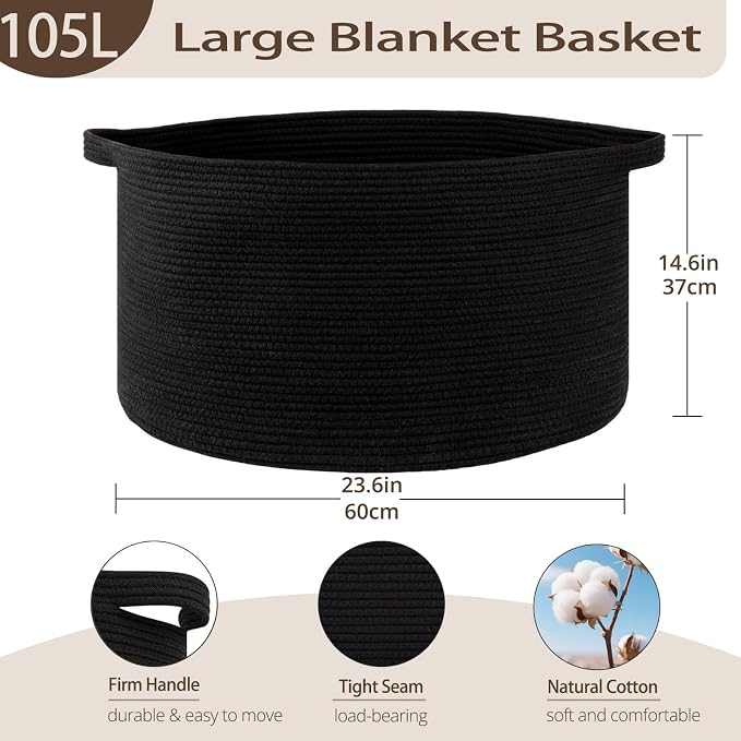 OIAHOMY 105L Extra Large Blanket Basket - Image 2