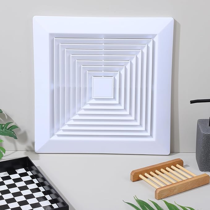 White Square Bathroom Exhaust Fan Cover - Image 10