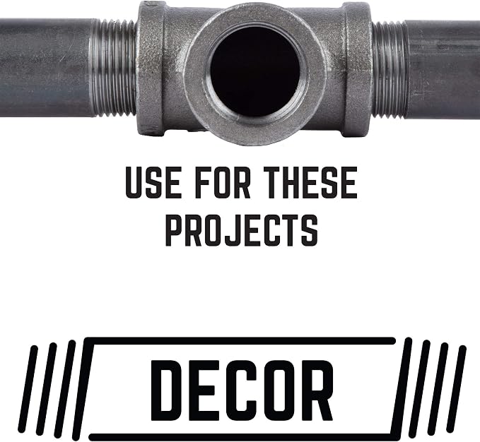 1/2" Square Cap Fitting, PIPE DECOR Black Malleable Iron Fittings Fit Standard - Image 3