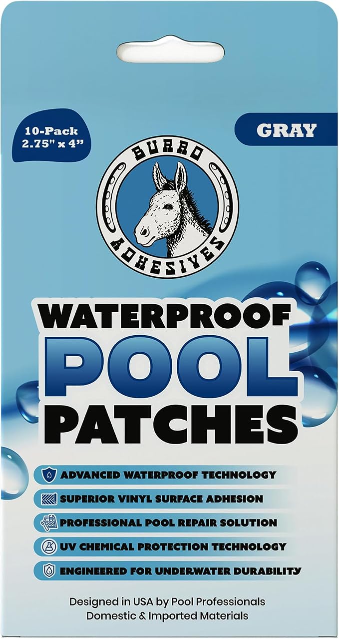 Burro Adhesives 10-Pack Waterproof Gray Pool Patches by Pool+Patch
