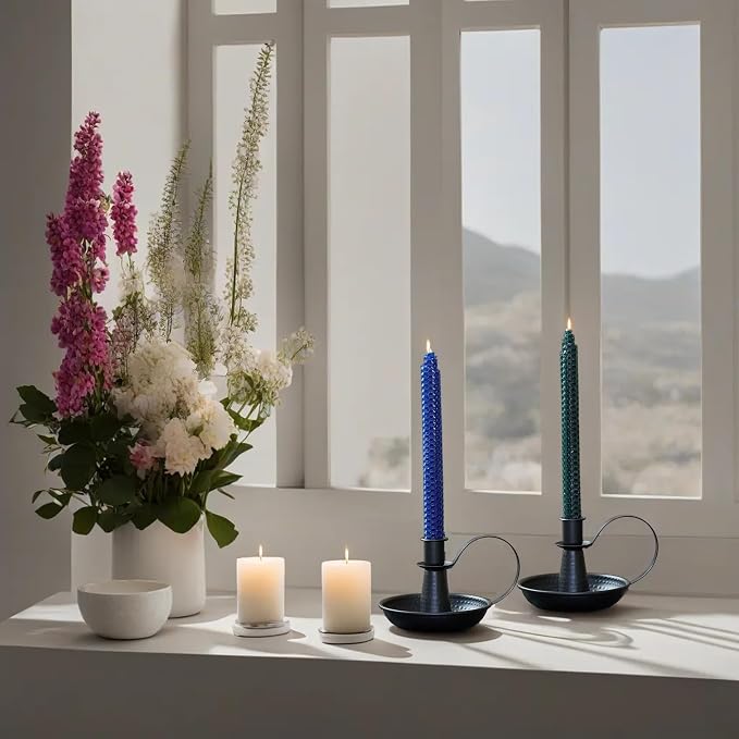 Black Retro Iron Taper Candle Holders - Image 6