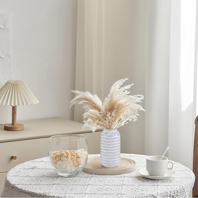 Ceramic Vase for Flowers – Modern Small Ribbed Textured Flower Vase for Home - Image 6