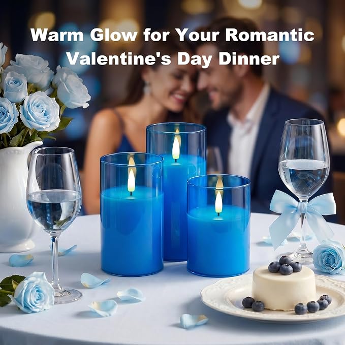 Amagic Blue Glass Flameless LED Candles Battery Operated - Image 4