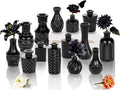 Black Glass Bud Vase Set of 14 Pcs, Small Bud Vases in Bulk, Glass Crystal by JXINDUJU