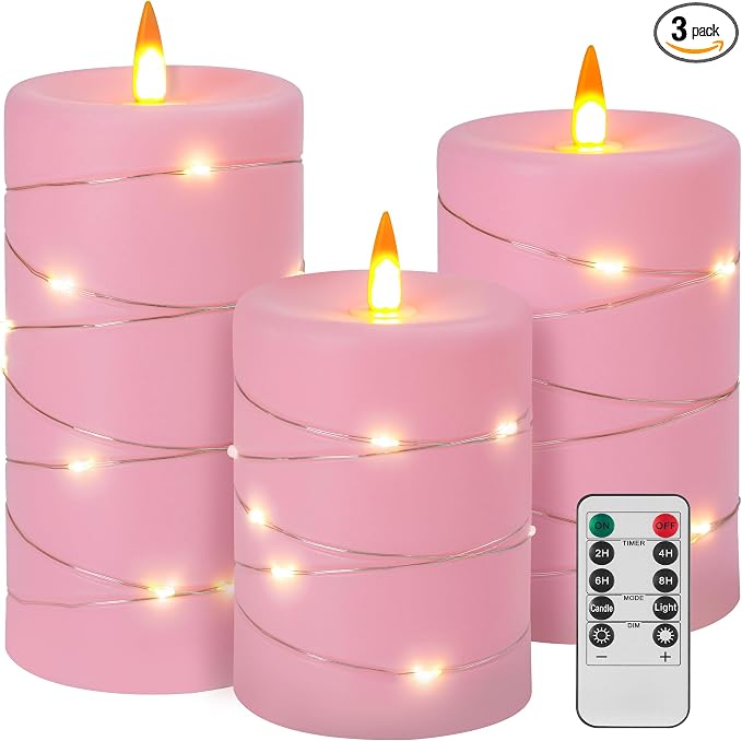Rose Pink Flameless Candles by Fanzir