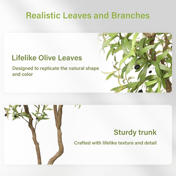 FEELEAD 8ft Faux Olive Tree - Image 3