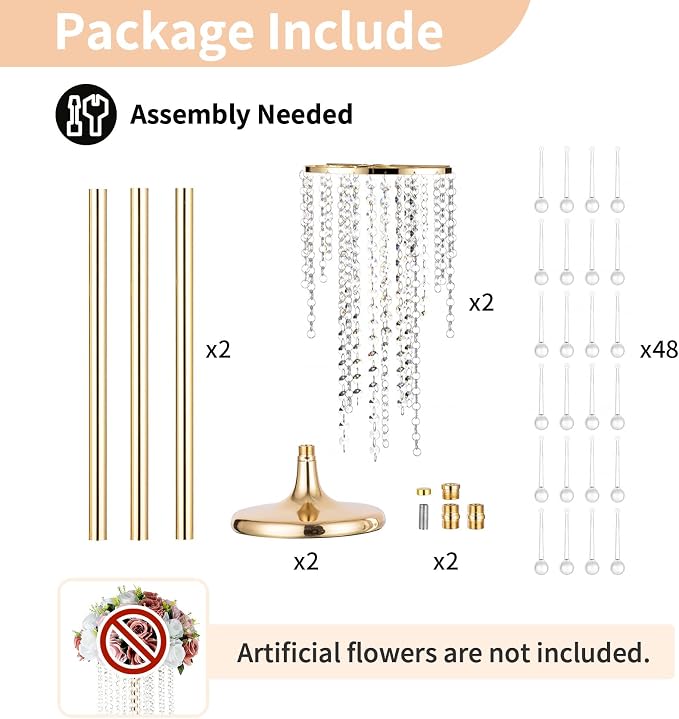 NUPTIO Wedding Centerpieces Gold Vases: 2 Pcs 39.4in Tall Crystal Flower Vase - Image 5