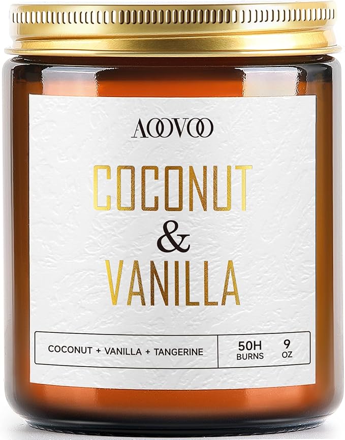 AOOVOO Coconut Vanilla Candles - 9 oz Scented Candles | Aromatherapy Candle by AOOVOO
