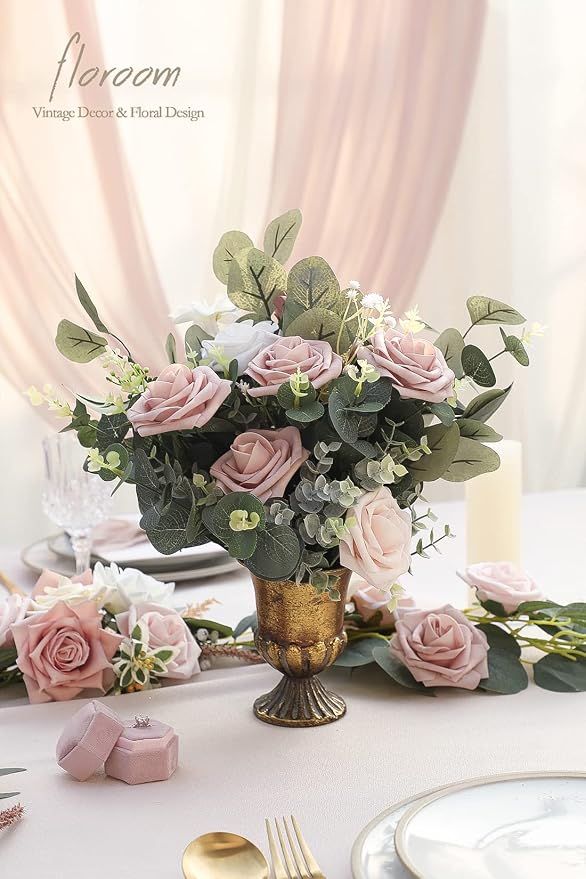 Artificial Flowers 25pcs Real Looking Shabby Blush Foam Fake Roses - Image 4