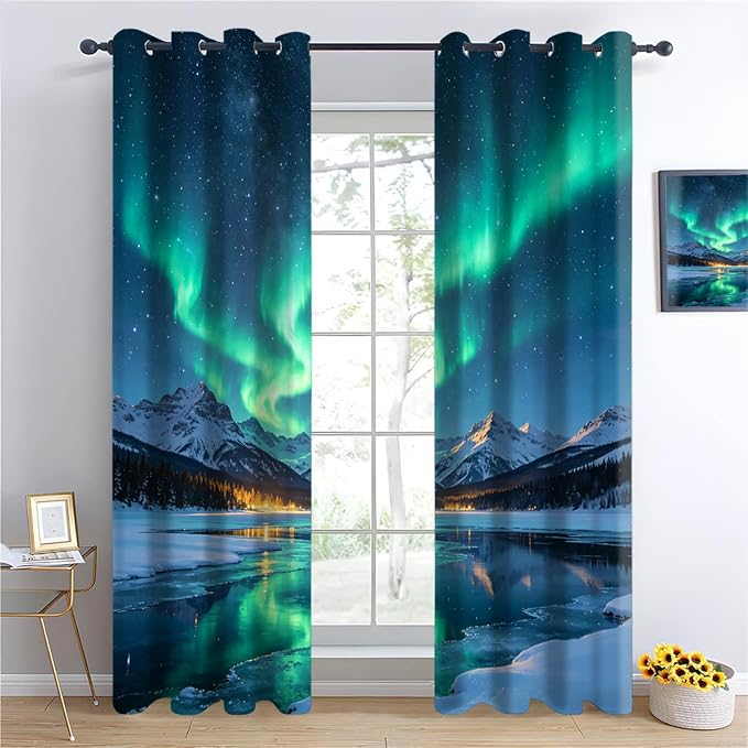 Aurora Curtain, Snow Mountain Glacier Lake Curtains - Image 4