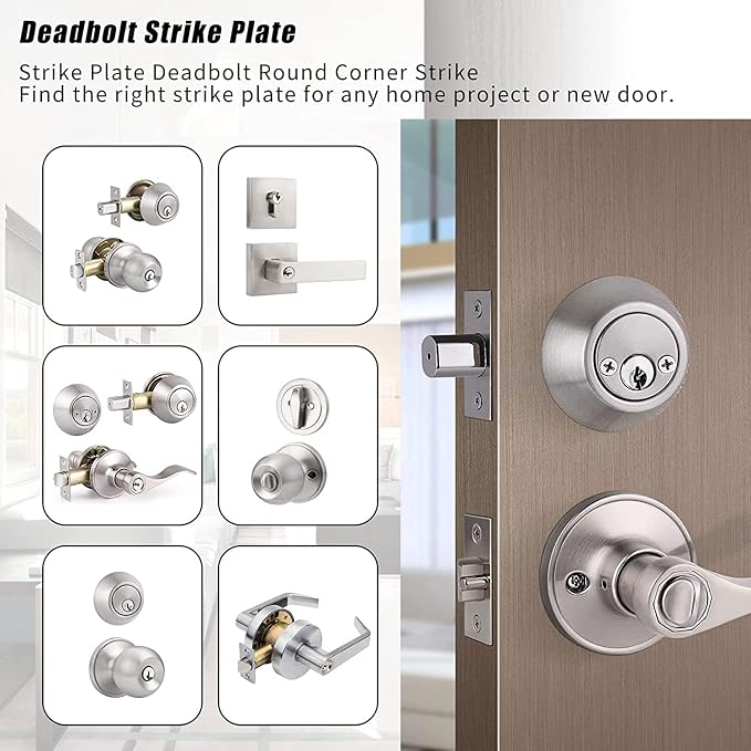 Deadbolt Strike Plate Door Backplate 1" x 2 1/4" Round Corner - Image 3
