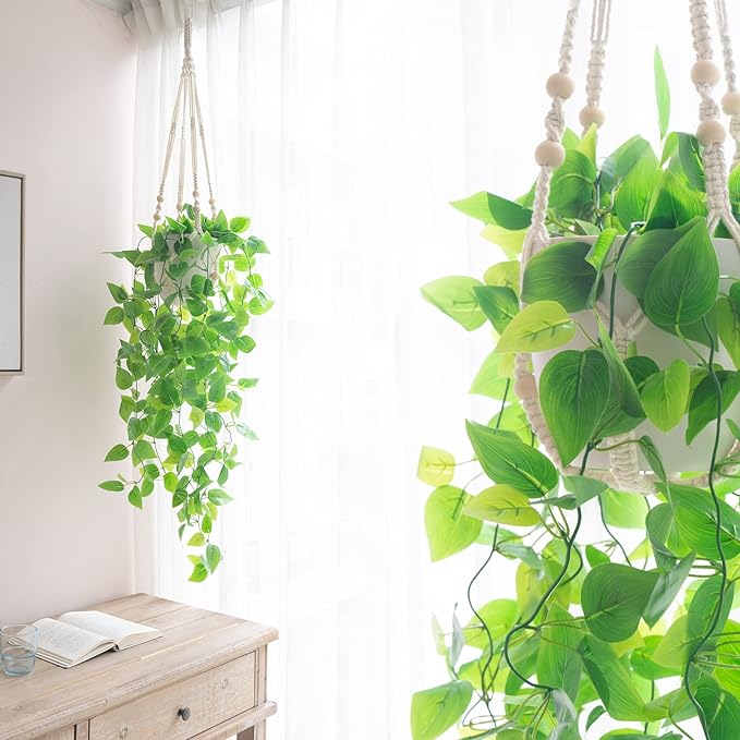 Mkono 3 Pack Macrame Plant Hangers Hanging Planters - Image 4