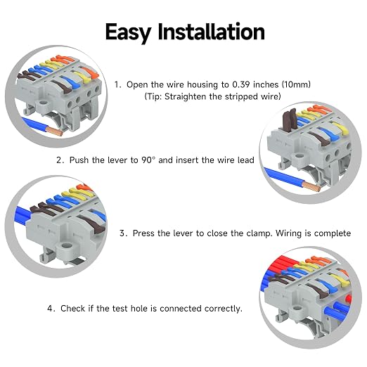 2Pcs Lever Wire Connectors, 4 in 8 Out, 0.7-2.5 mm² | Quick Wiring DIN Terminal - Image 6