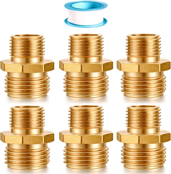 Garden Hose Connector Adapter, 3/4" GHT male and 1/2" NPT male Connectors by SIGURANTA