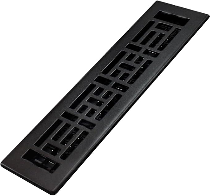 Decor Grates AJH212-BLK Oriental Floor Register, 2x12 Inches, Textured Black by DecorGrates