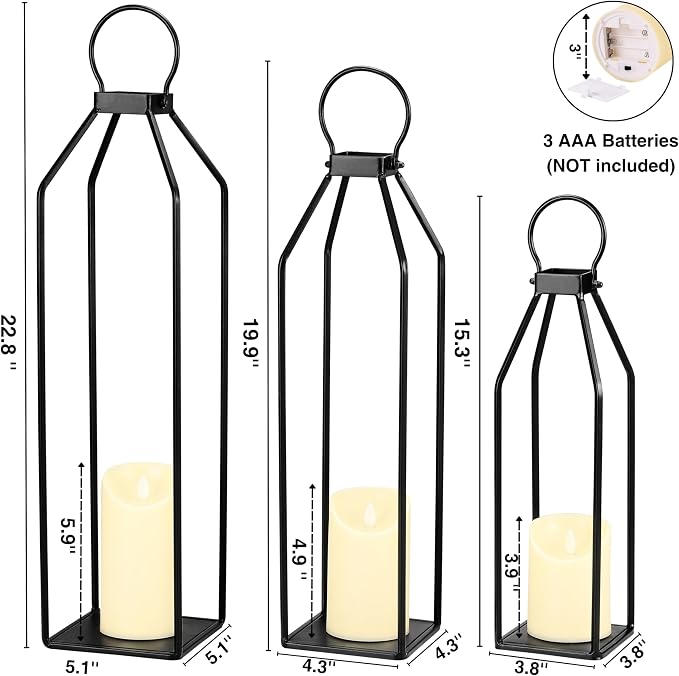 Perfnique Modern Farmhouse Lanterns, Decorative - Image 3