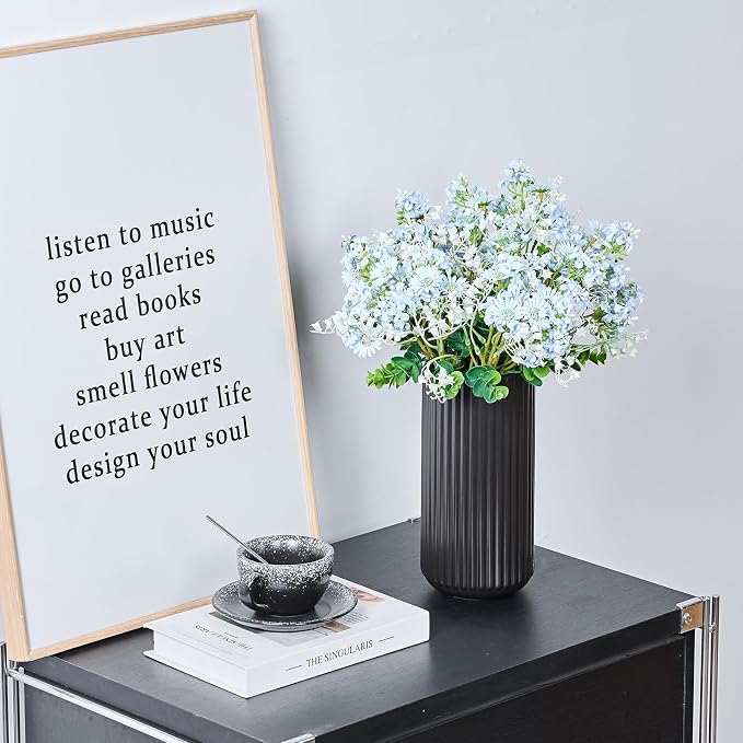 Black Ceramic Flower Vase for Pampas Grass, 8 inch Small Decorative Centerpiece - Image 5