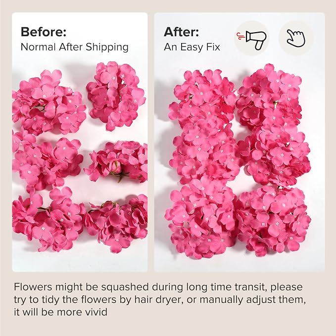 Auihiay 64Pcs Hydrangea Artificial Flowers, Rose Red Artificial Flowers | Silk - Image 8