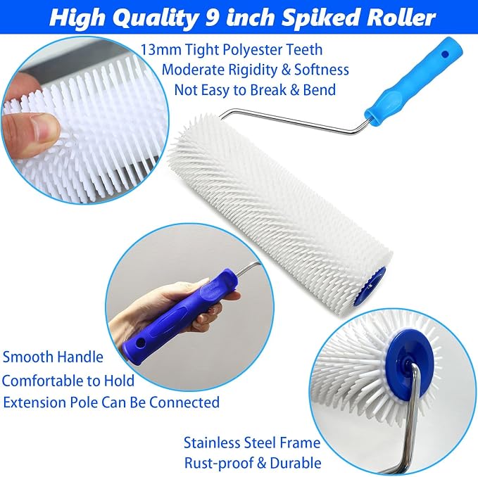 9 Inch Screed Spiked Roller Self Leveling Concrete Roller Epoxy Roller Spike - Image 3