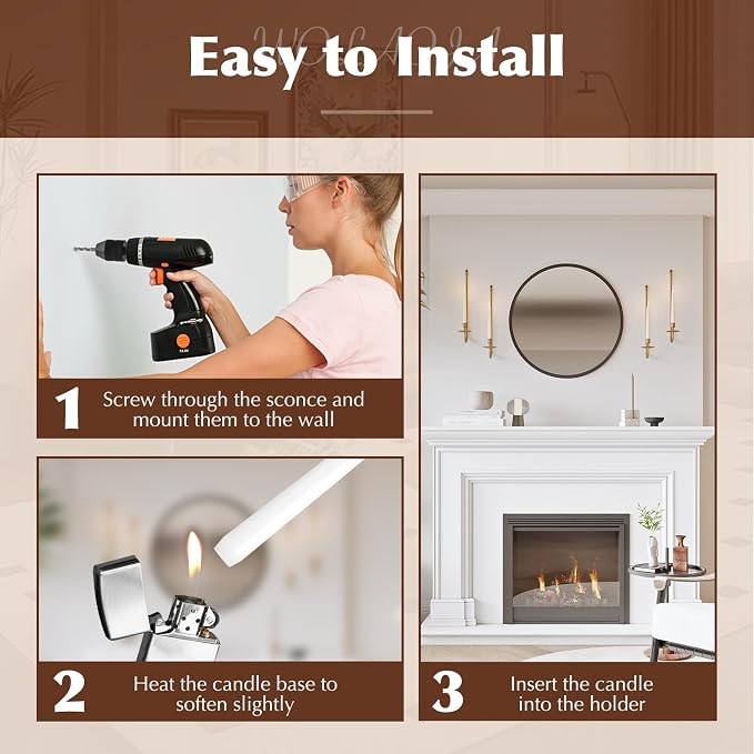 Metal Wall Candle Sconce Holder Set of 4 Wall Mount Candle Holder Pillar Holder - Image 5