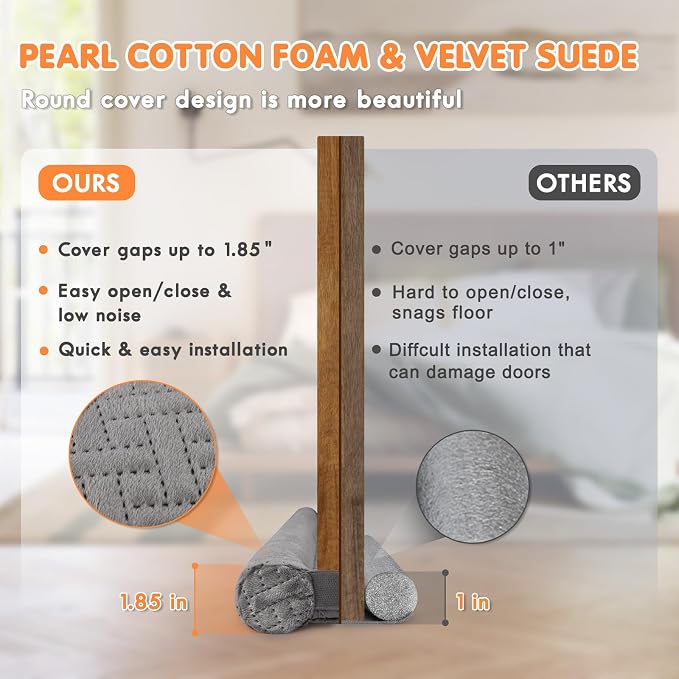 2 Pcs Premium Velvet Under Door Draft Stopper, Dust & Noise - Image 5